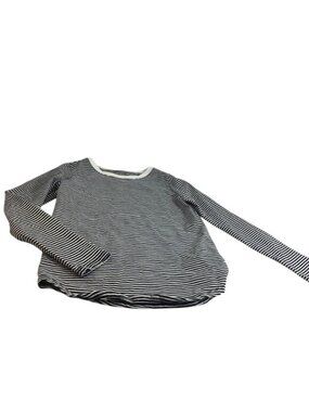 Cat & Jack Girls Top Long Sleeve Black/ White Striped Size M 7-8